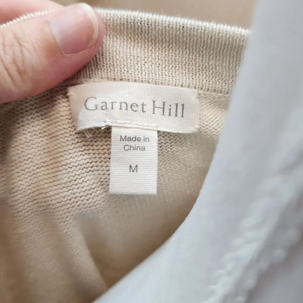Garnet Hill Cream Linen Blend Short Sleeve Sweater Size Medium